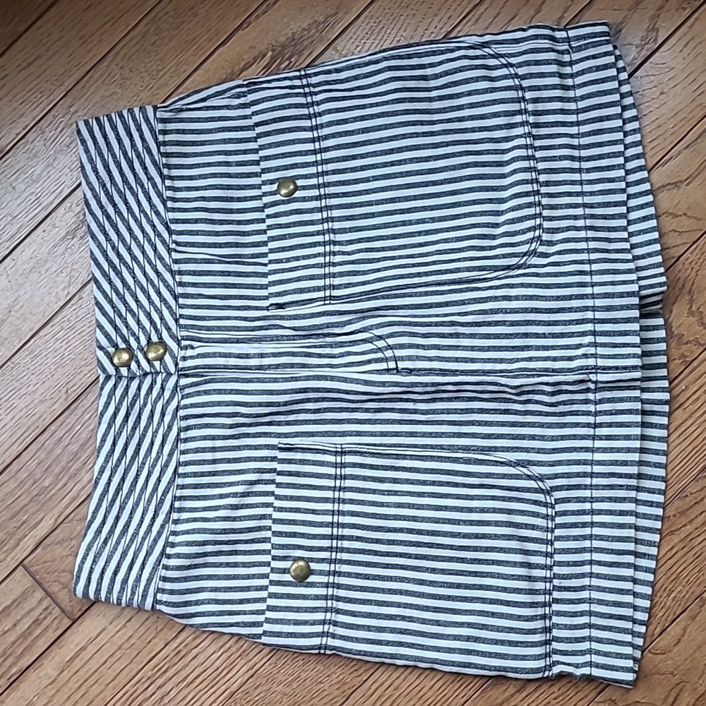 silence + noise Cotton/Linen Skirt Black/ Natural 4